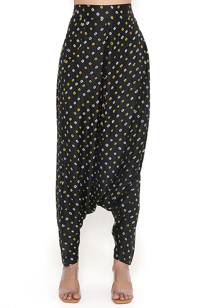 Black Bandhani Silk Pant Set by Payal Singhal at Pernia's Pop Up Shop