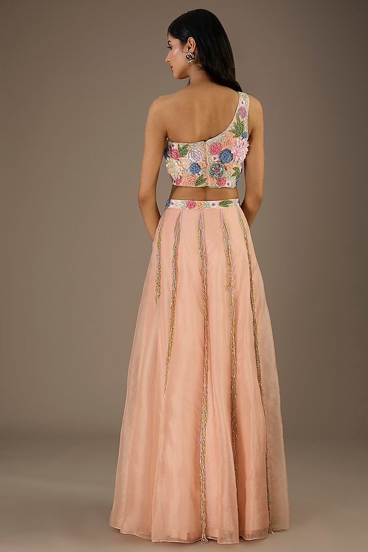 Rose Pink Georgette Hand Embroidered Wedding Lehenga Set by Payal Singhal at Pernia's Pop Up Shop