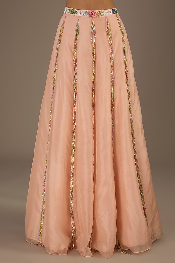 Rose Pink Georgette Hand Embroidered Wedding Lehenga Set by Payal Singhal at Pernia's Pop Up Shop
