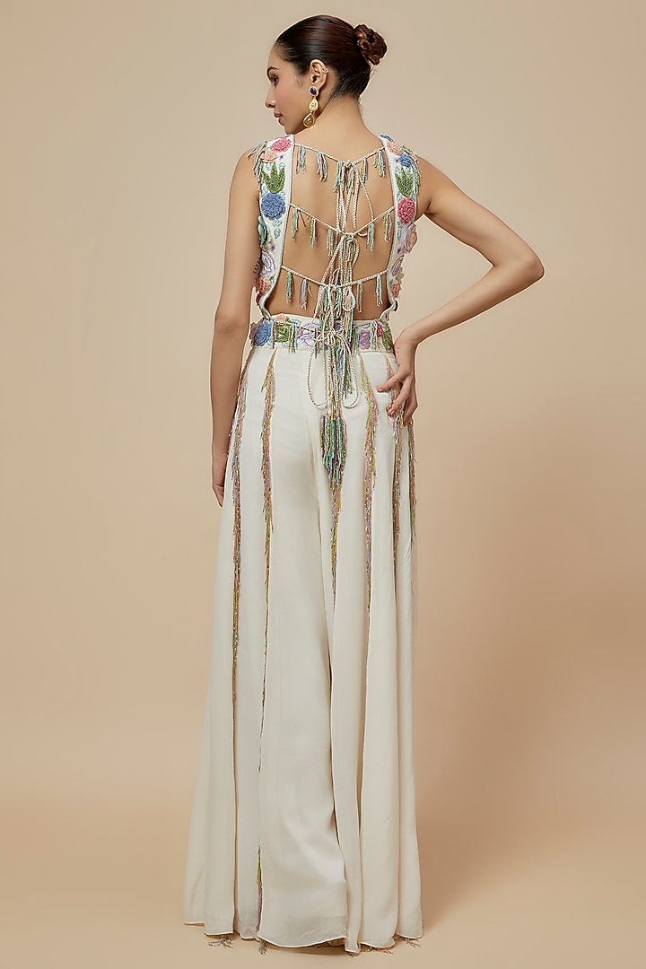 Off-White Georgette Bridal Sharara Set by Payal Singhal at Pernia's Pop Up Shop
