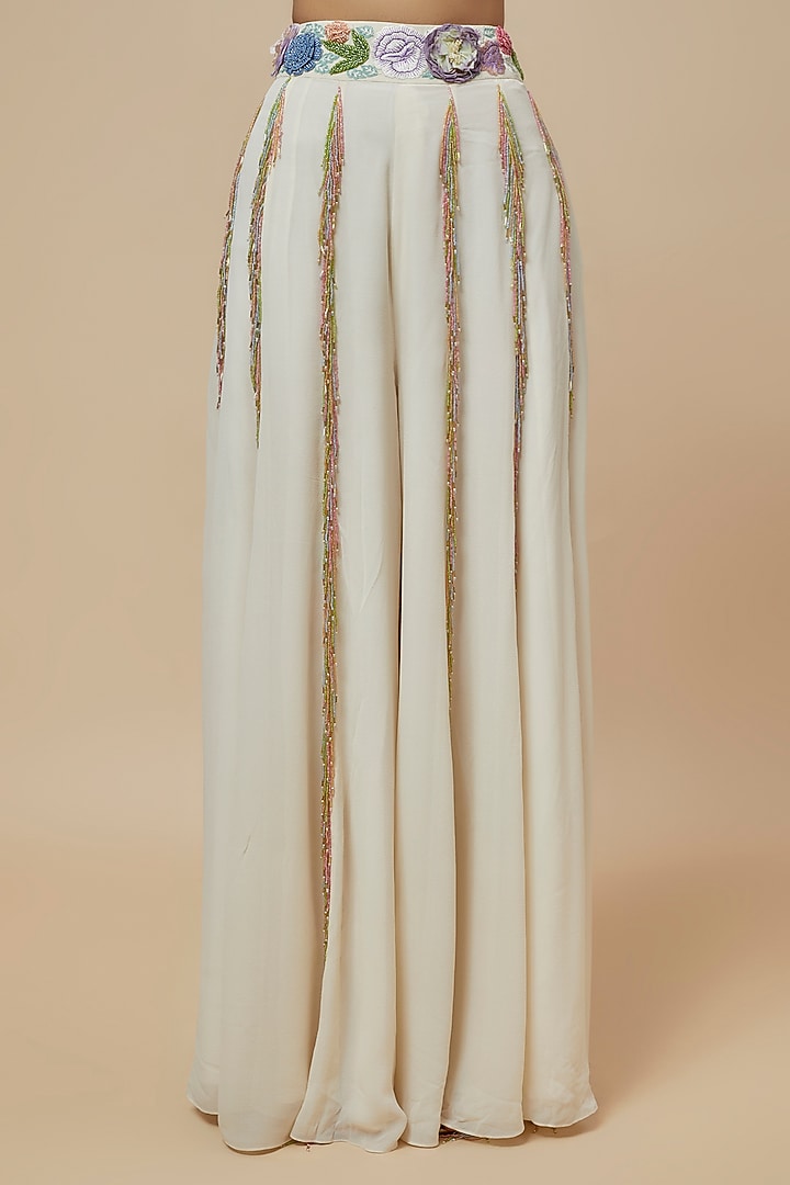 Off-White Georgette Bridal Sharara Set by Payal Singhal at Pernia's Pop Up Shop