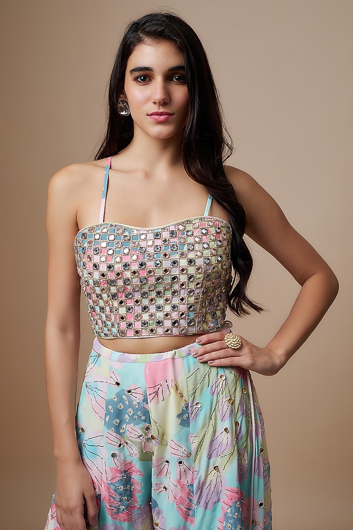 Multi-Colored Crepe Printed & Embroidered Bridal Sharara Set by Payal Singhal at Pernia's Pop Up Shop