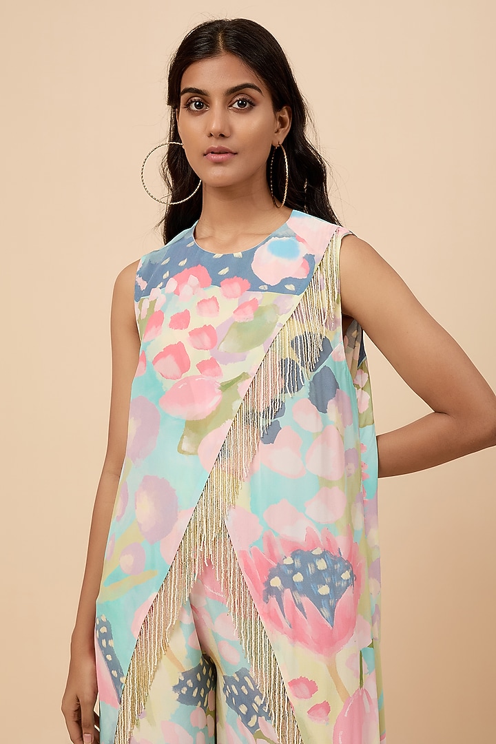 Multi-Colored Crepe Digital Printed Kurta Set by Payal Singhal at Pernia's Pop Up Shop