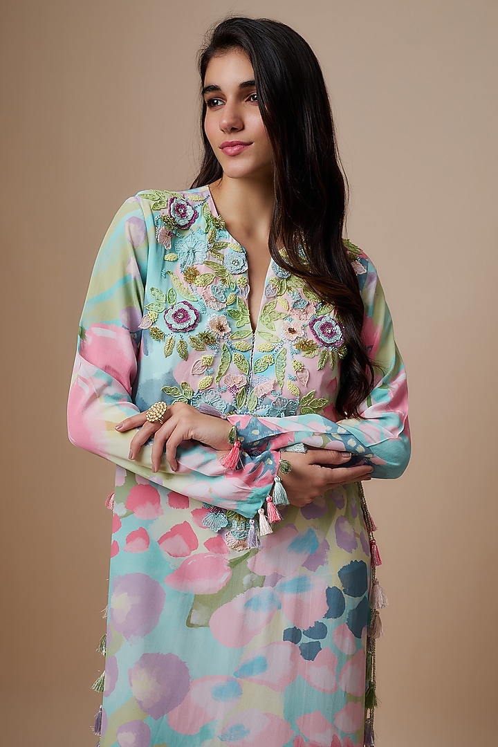 Multi-Colored Crepe Euphoria Printed Kaftan by Payal Singhal at Pernia's Pop Up Shop
