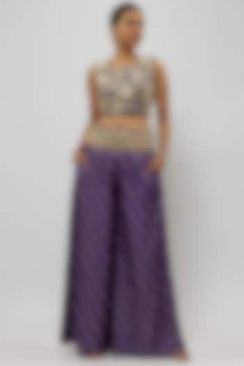 Purple Dola Silk Palazzo Set by Payal Singhal at Pernia's Pop Up Shop