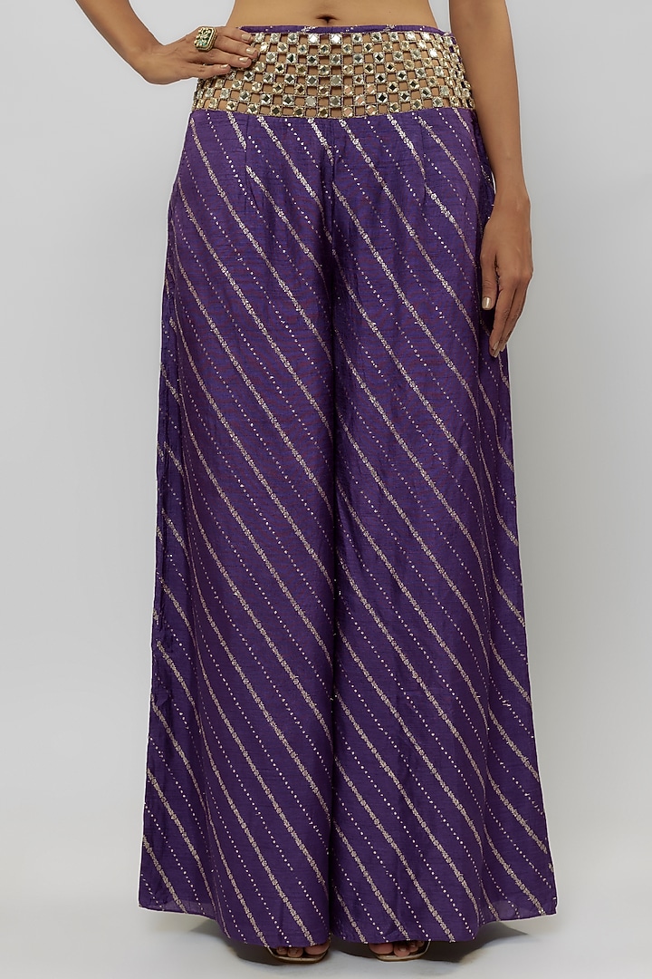 Purple Dola Silk Palazzo Set by Payal Singhal at Pernia's Pop Up Shop