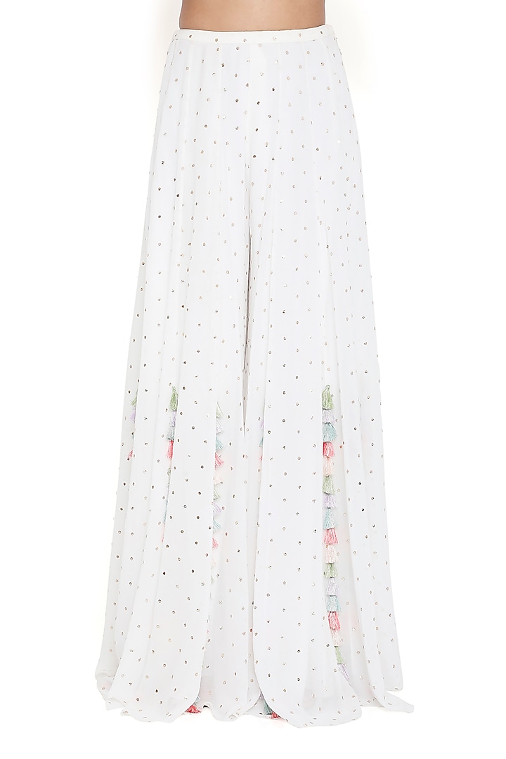 Off-White Georgette Embroidered Wedding Sharara Set by Payal Singhal at Pernia's Pop Up Shop