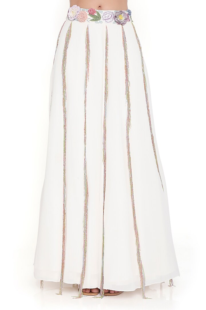 Off-White Georgette Embroidered Bridal Lehenga Set by Payal Singhal at Pernia's Pop Up Shop
