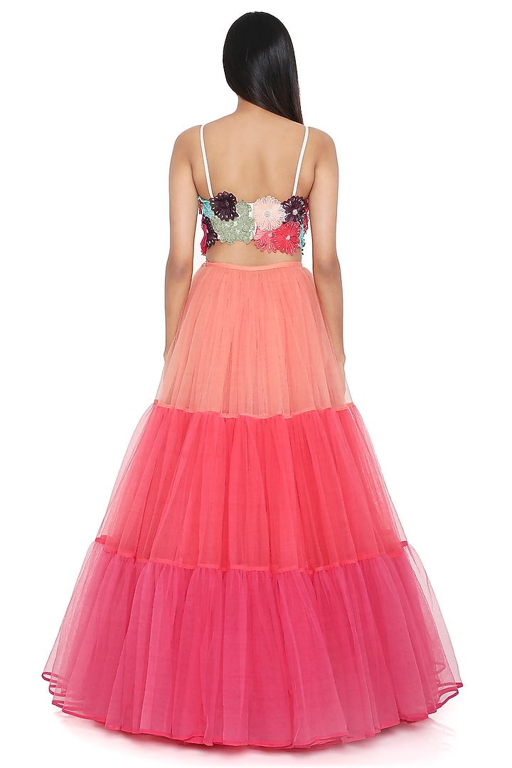 Multi-Colored Net Layered Wedding Lehenga Set by Payal Singhal at Pernia's Pop Up Shop