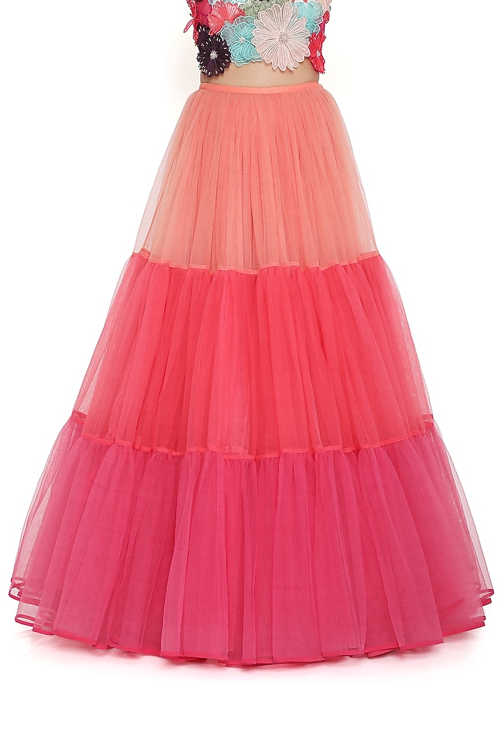 Multi-Colored Net Layered Wedding Lehenga Set by Payal Singhal at Pernia's Pop Up Shop