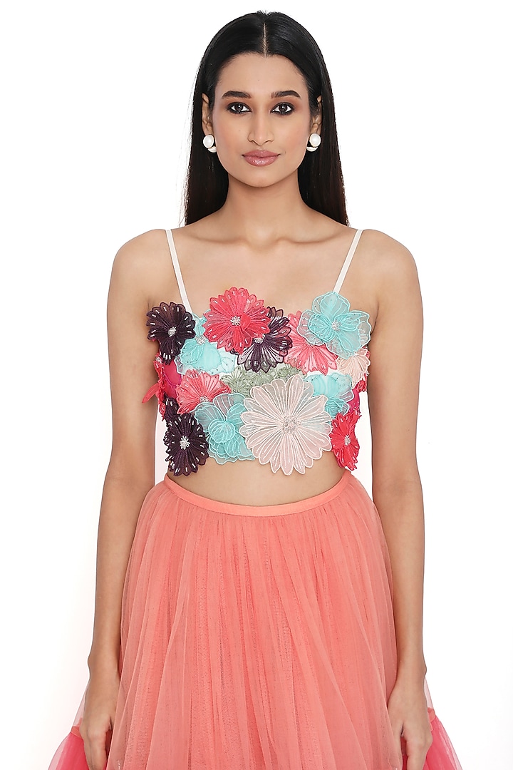 Multi-Colored Net Layered Wedding Lehenga Set by Payal Singhal at Pernia's Pop Up Shop