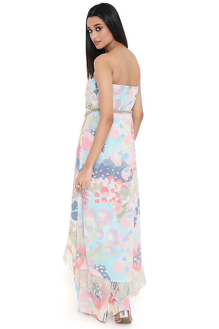Multi-Colored Crepe Printed & Embroidered Tube Kurta Set by Payal Singhal at Pernia's Pop Up Shop