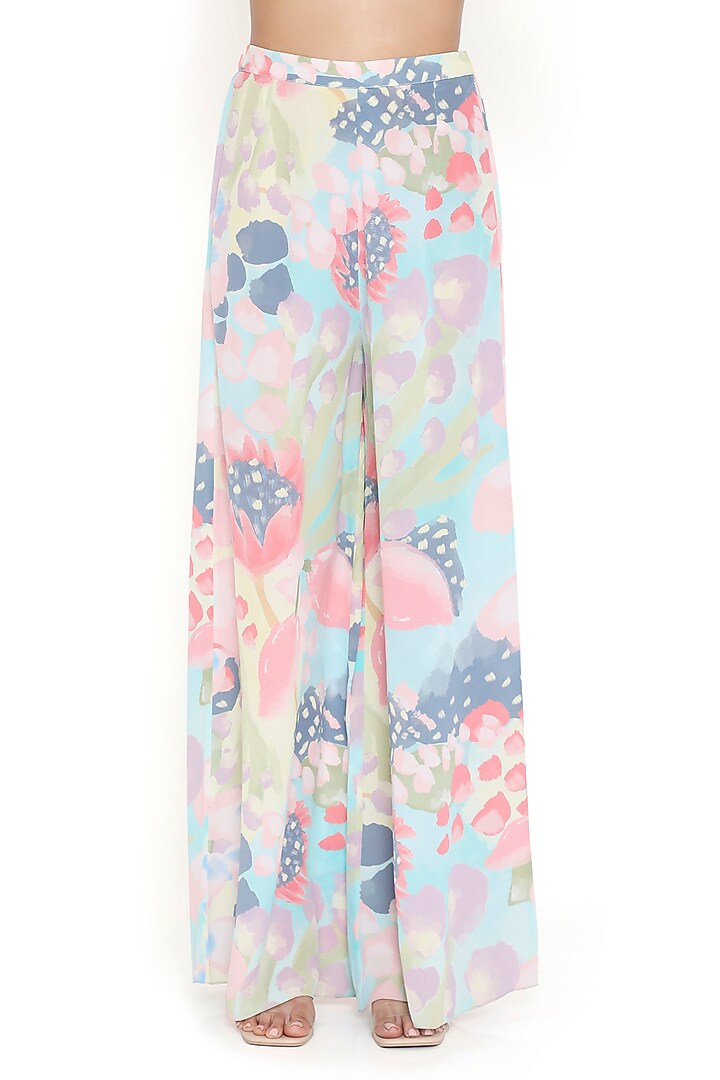 Multi-Colored Crepe Printed & Embroidered Tube Kurta Set by Payal Singhal at Pernia's Pop Up Shop