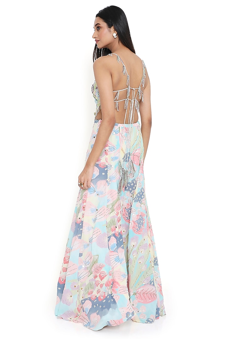 Multi-Colored Crepe Printed & Embroidered Bridal Sharara Set by Payal Singhal at Pernia's Pop Up Shop