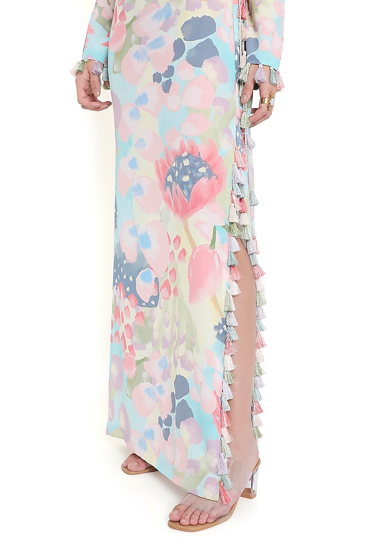 Multi-Colored Crepe Printed & Embroidered Kaftan by Payal Singhal at Pernia's Pop Up Shop