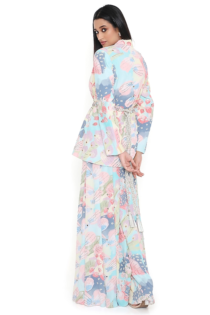 Multi-Colored Crepe Printed Blazer Set by Payal Singhal at Pernia's Pop Up Shop