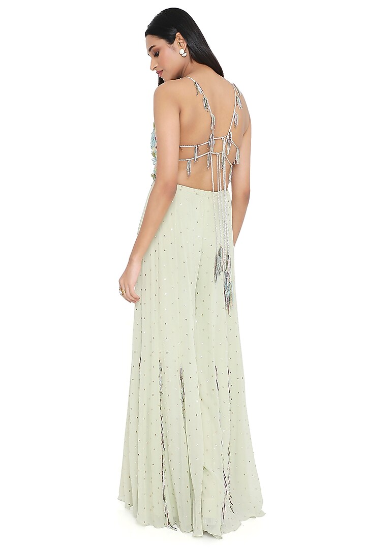 Aqua Mukaish Georgette Bridal Sharara Set by Payal Singhal at Pernia's Pop Up Shop