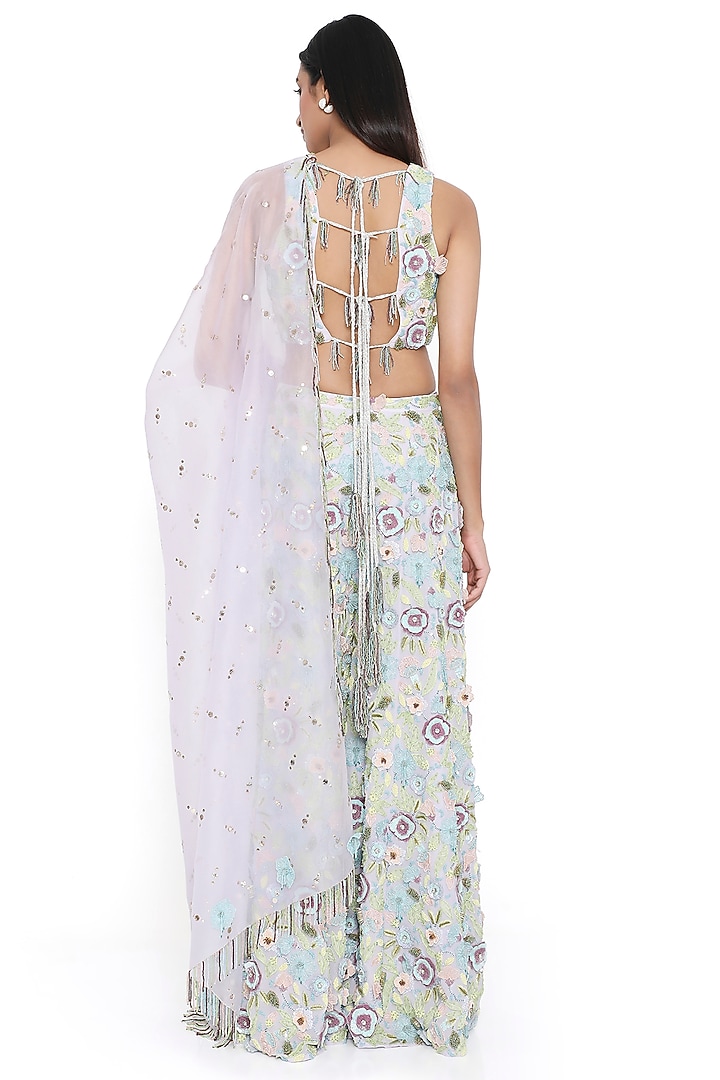 Lavender Georgette Embroidered Bridal Sharara Set by Payal Singhal at Pernia's Pop Up Shop