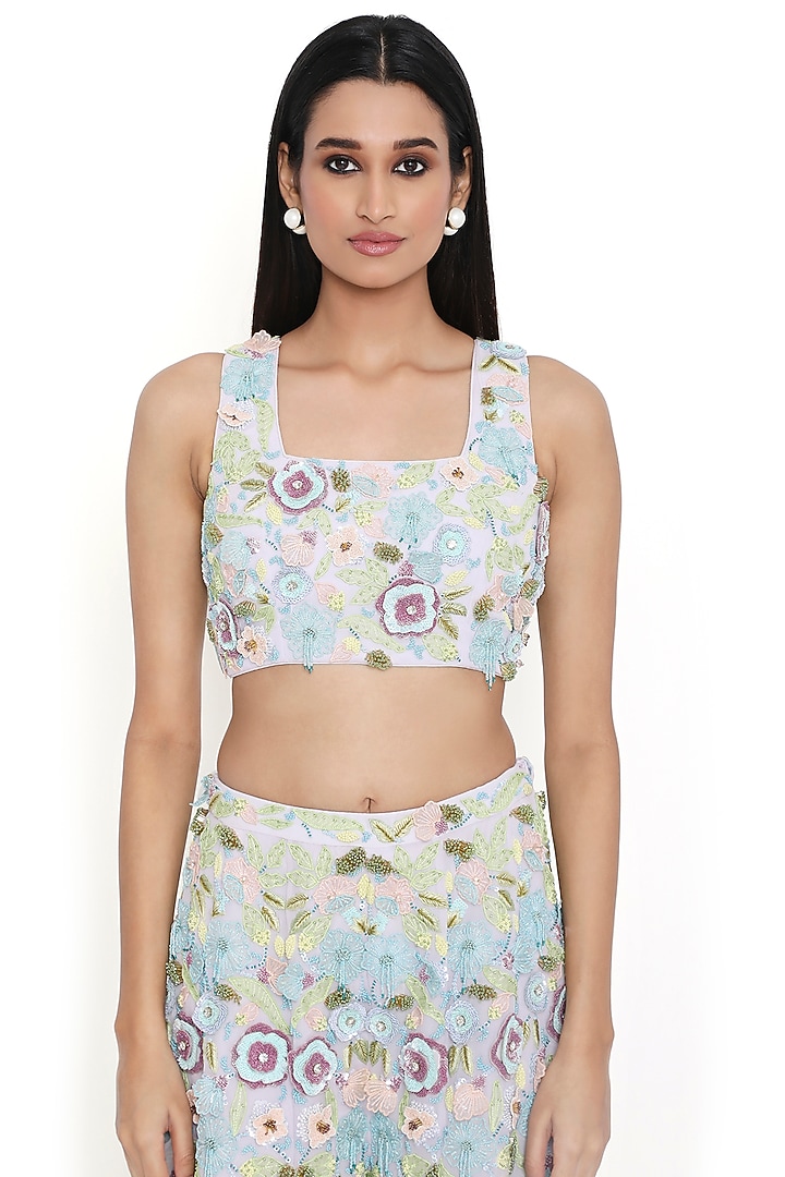Lavender Georgette Embroidered Bridal Sharara Set by Payal Singhal at Pernia's Pop Up Shop