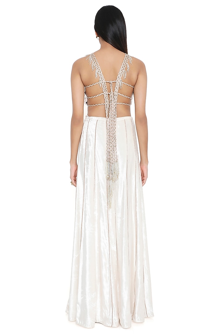 Off-White Velvet Wedding Sharara Set by Payal Singhal at Pernia's Pop Up Shop