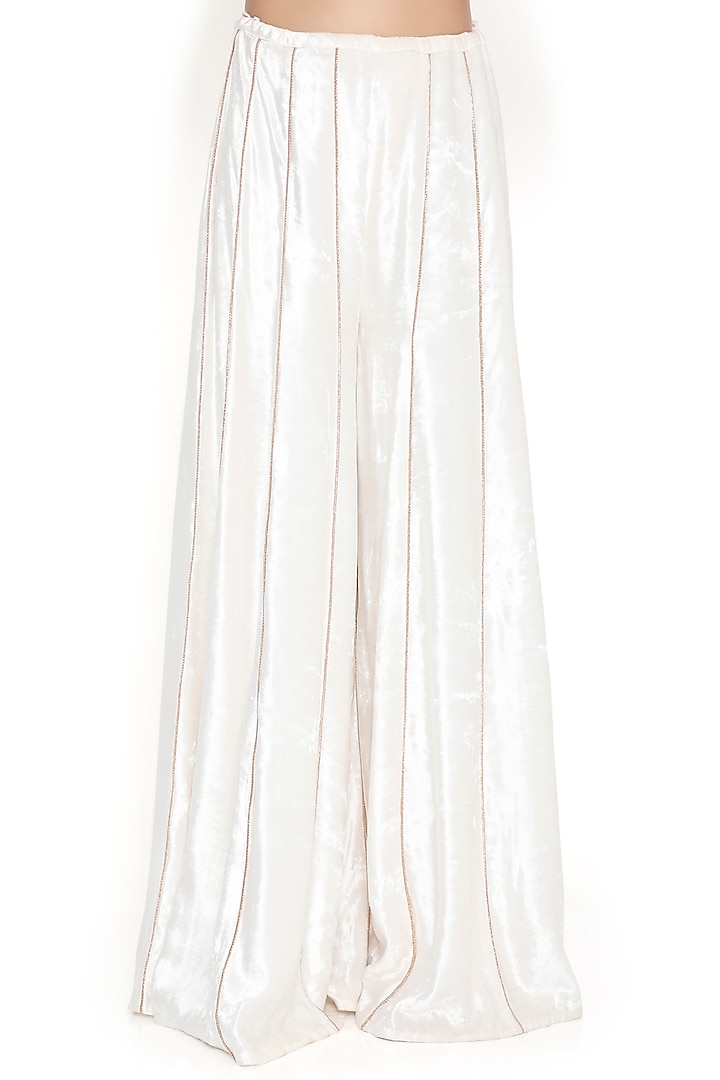 Off-White Velvet Wedding Sharara Set by Payal Singhal at Pernia's Pop Up Shop