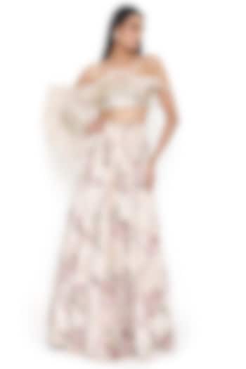 Gold & Stone Color Velvet Embroidered Bridal Lehenga Set by Payal Singhal at Pernia's Pop Up Shop