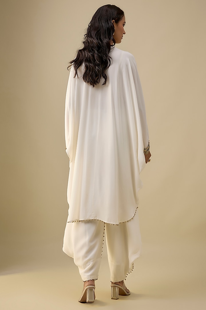 Off-White Dola Silk Hand Embroidered Kaftan Set by Payal Singhal at Pernia's Pop Up Shop