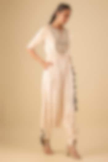 Stone-Colored Velvet Embroidered Low-Crotch Jumpsuit by Payal Singhal at Pernia's Pop Up Shop