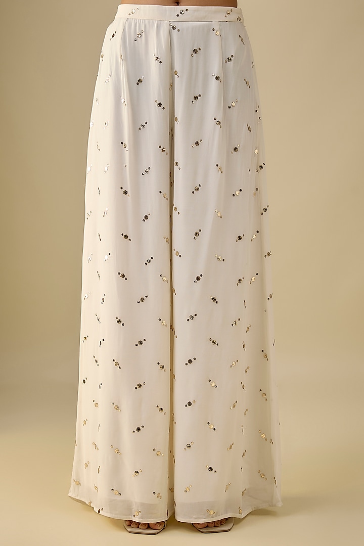 Off-White Mukaish Georgette Hand Embroidered Kaftan Set by Payal Singhal at Pernia's Pop Up Shop