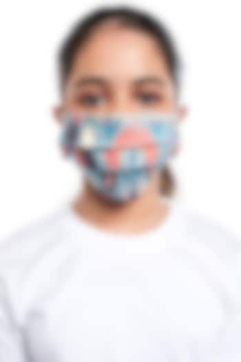 Blue Printed 3 Ply Mask For Kids by PAYAL SINGHAL ACCESSORIES