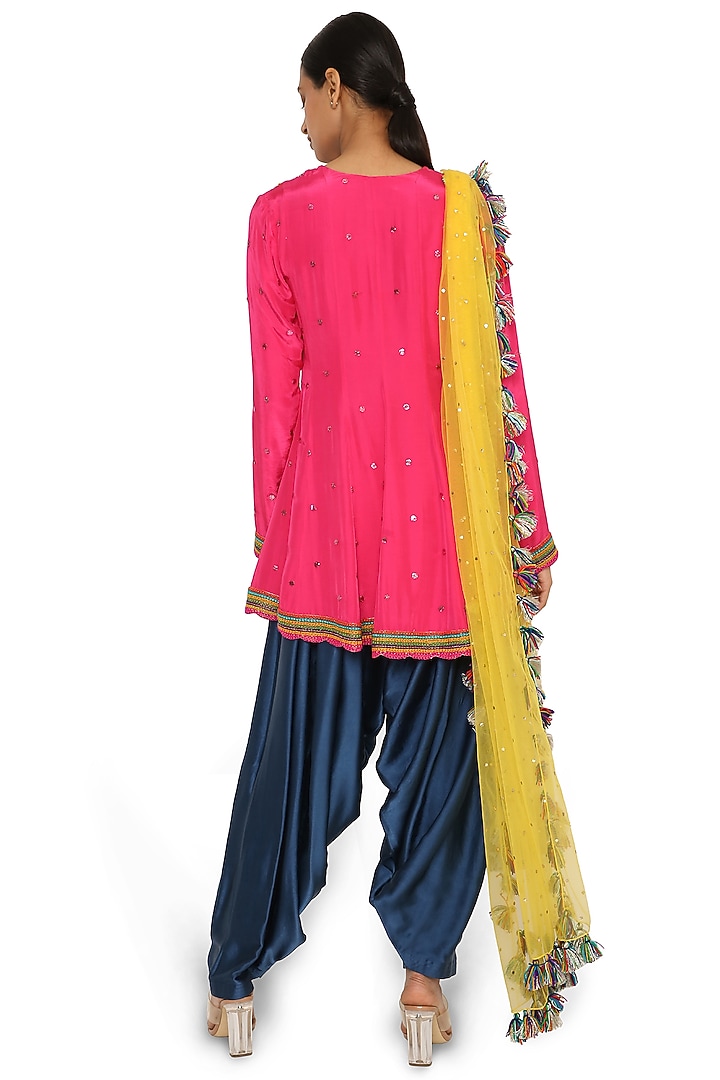 Hot Pink Embroidered Kalidar Kurta Set by Payal Singhal at Pernia's Pop Up Shop