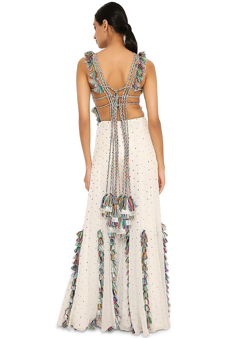 Off-White Mukaish Georgette Wedding Sharara Set by Payal Singhal at Pernia's Pop Up Shop