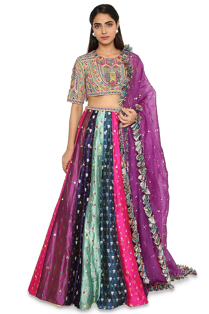 Multi-Colored Embroidered Lehenga Set by Payal Singhal