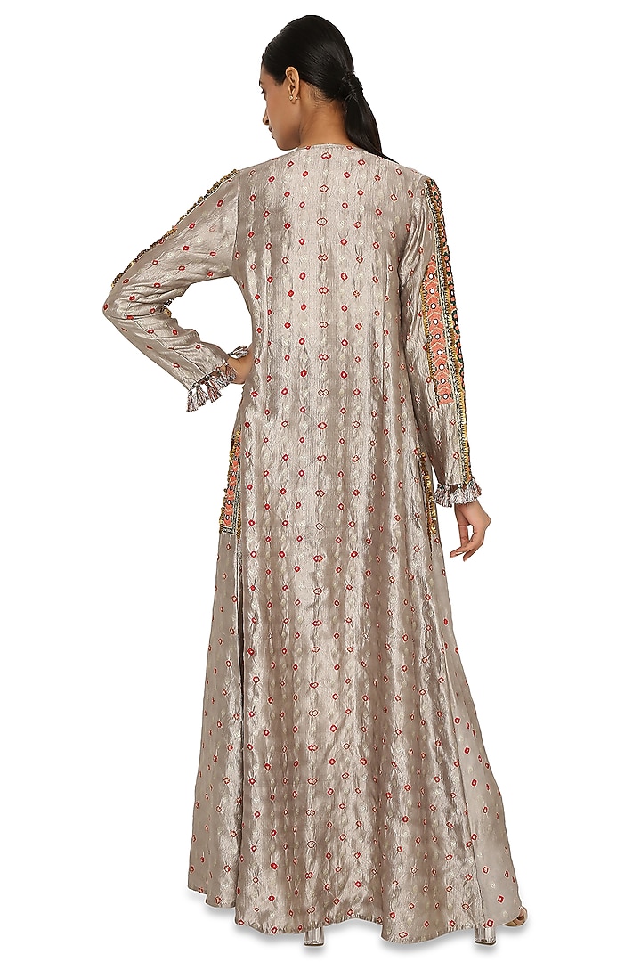 Grey Embroidered Long Jacket Set by Payal Singhal at Pernia's Pop Up Shop
