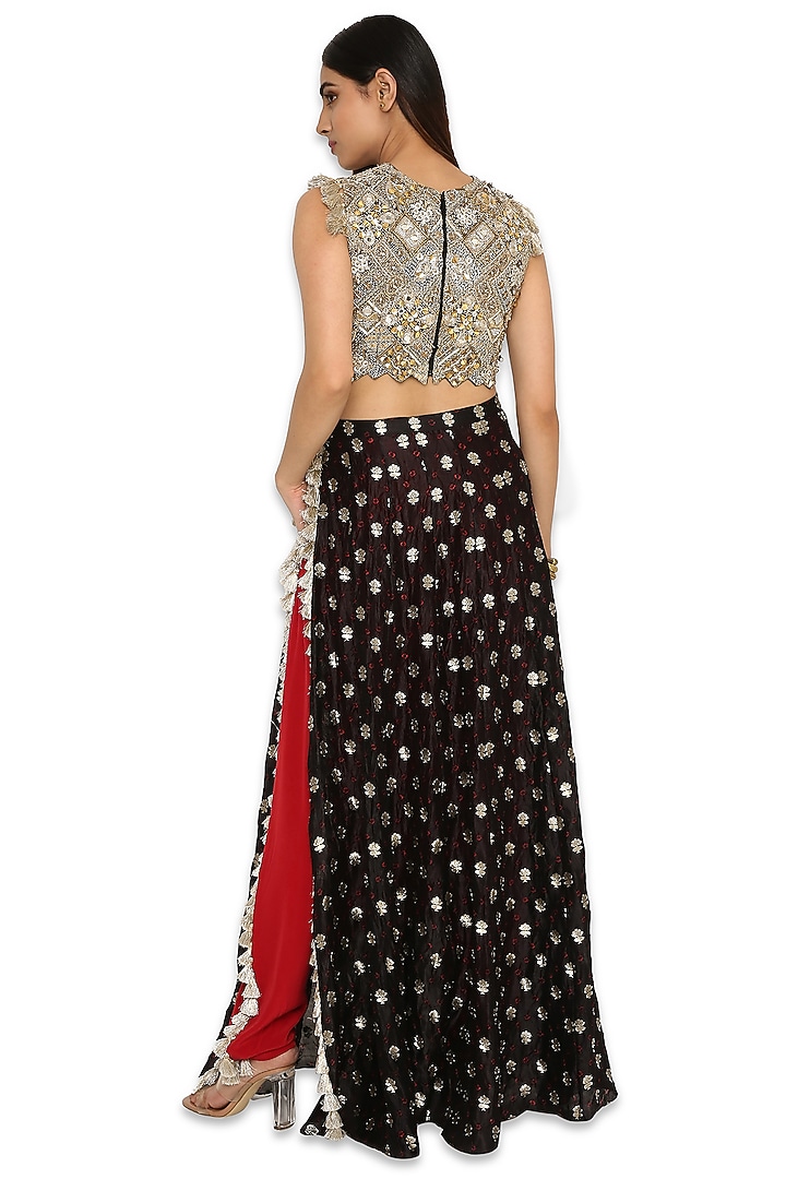 Black Embroidered Skirt Set by Payal Singhal at Pernia's Pop Up Shop