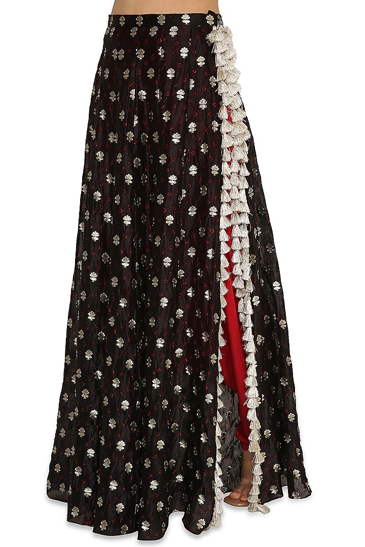 Black Embroidered Skirt Set by Payal Singhal at Pernia's Pop Up Shop