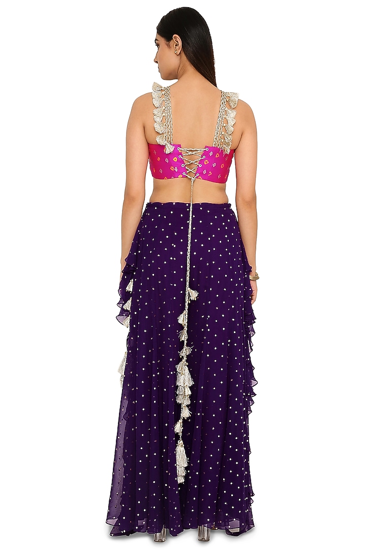 Purple Mukaish Georgette Wedding Sharara Set by Payal Singhal at Pernia's Pop Up Shop