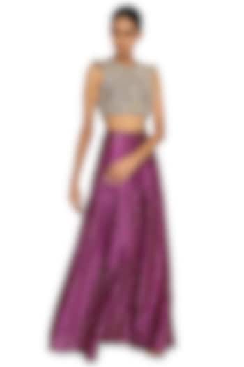 Purple Bandhani Silk Skirt Set by Payal Singhal at Pernia's Pop Up Shop