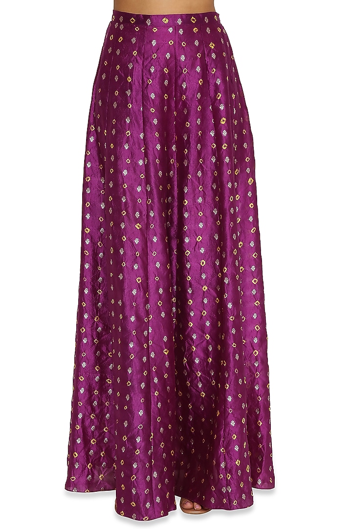Purple Bandhani Silk Skirt Set by Payal Singhal at Pernia's Pop Up Shop