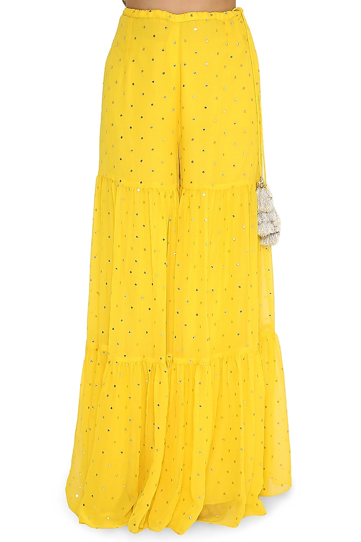 Dandelion Yellow Mukaish Georgette Bridal Sharara Set by Payal Singhal at Pernia's Pop Up Shop