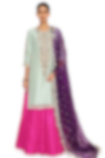 Hot Pink Dupion Silk Wedding Lehenga Set by Payal Singhal at Pernia's Pop Up Shop