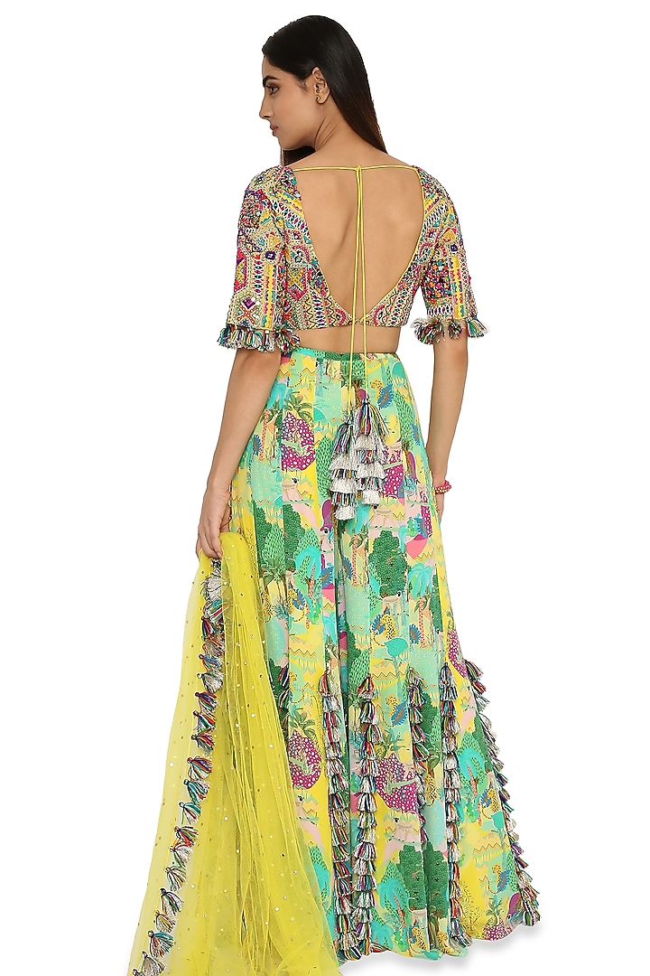 Multi-Colored Embroidered Bridal Sharara Set by Payal Singhal at Pernia's Pop Up Shop