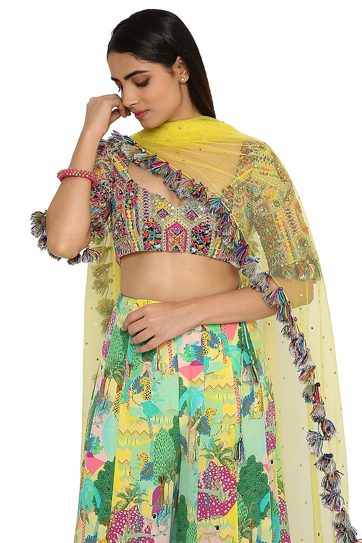 Multi-Colored Embroidered Bridal Sharara Set by Payal Singhal at Pernia's Pop Up Shop
