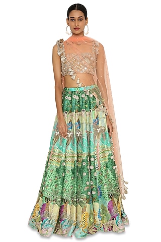 Multi-Colored Lehenga Set With Print by Payal Singhal