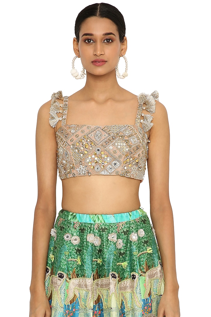 Multi-Colored Wedding Lehenga Set With Print by Payal Singhal at Pernia's Pop Up Shop