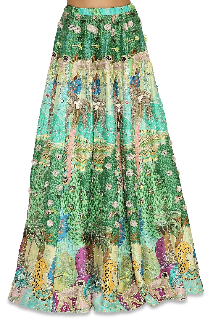 Multi-Colored Wedding Lehenga Set With Print by Payal Singhal at Pernia's Pop Up Shop