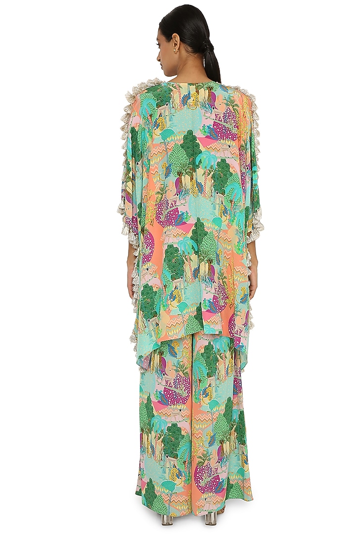 Multi-Colored Printed & Embroidered Kaftan Set by Payal Singhal at Pernia's Pop Up Shop