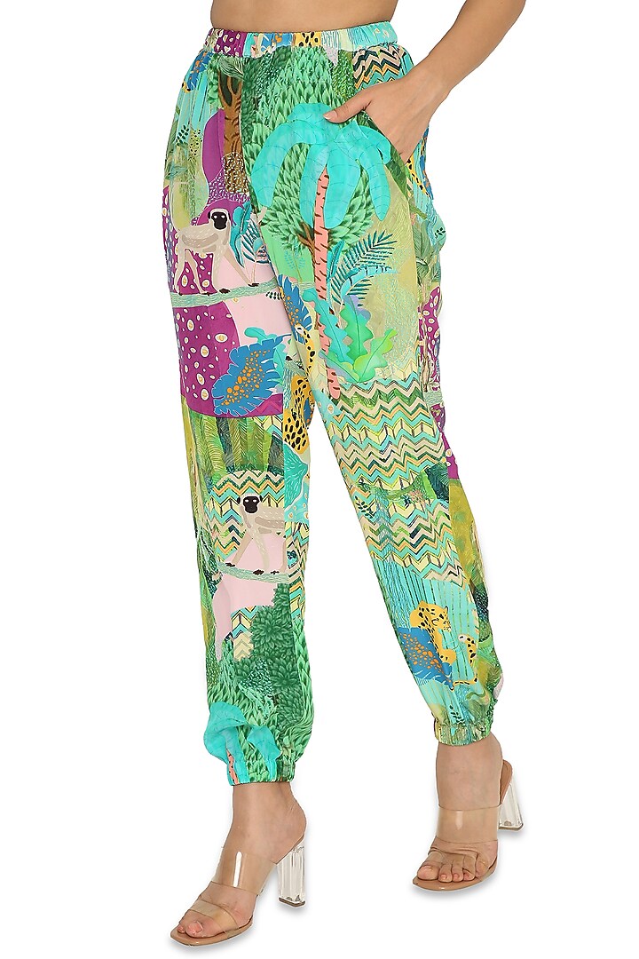 Green Printed & Embroidered Jacket Set by Payal Singhal at Pernia's Pop Up Shop