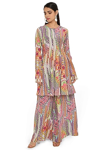 Multi-Colored Printed Pant Set by Payal Singhal at Pernia's Pop Up Shop