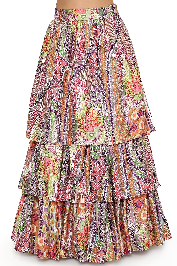 Multi-Colored Crepe Printed Wedding Lehenga Set by Payal Singhal at Pernia's Pop Up Shop